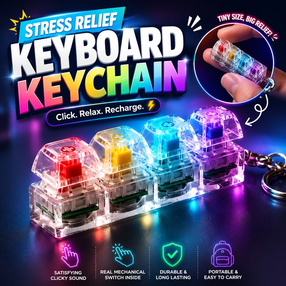 Deal Zone | Stress Relief Keyboard Clicker Sounds Keychain – Mini Mechanical Fidget Clicker ⌨️