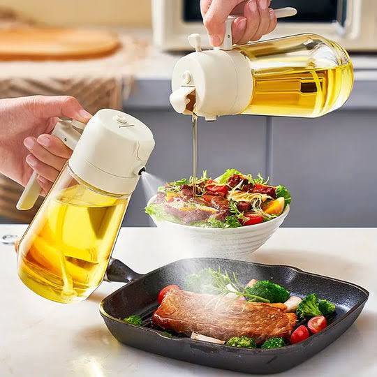 Deal zone : 2 in 1 Oil Spray Jug – Glass Oil Dispenser & Fine Mist Sprayer for Kitchen Cooking
