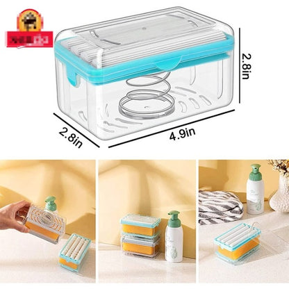 Deal Zone | 2 in 1 Premium Soap Dispenser with Sawtooth Roller – Liquid Soap Pump & Sponge Holder