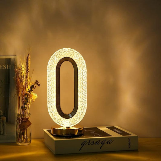 Deal zone : Oval Rechargeable Crystal Touch Lamp – Dimmable LED Night Light with USB Charging
