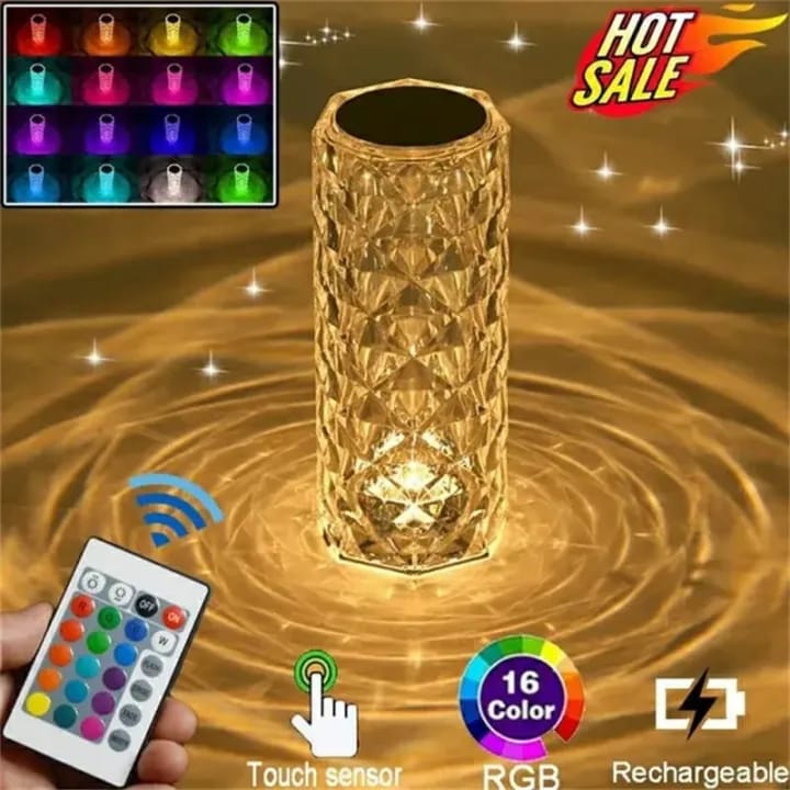 Deal Zone | Crystal LED Table Lamp – 16 Colors Touch & Remote Control Rechargeable Night Light