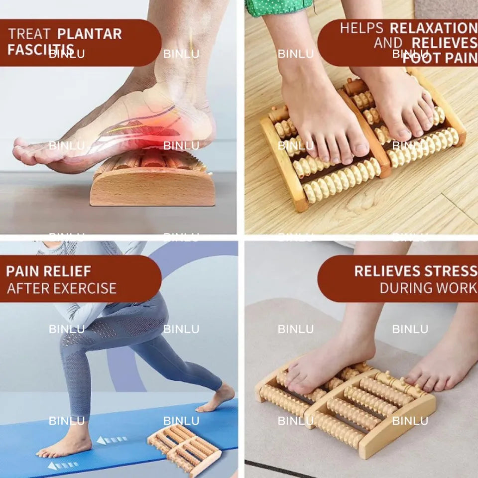 Deal zone : Wooden Foot Massager Roller – Natural Acupressure Foot Massage Tool