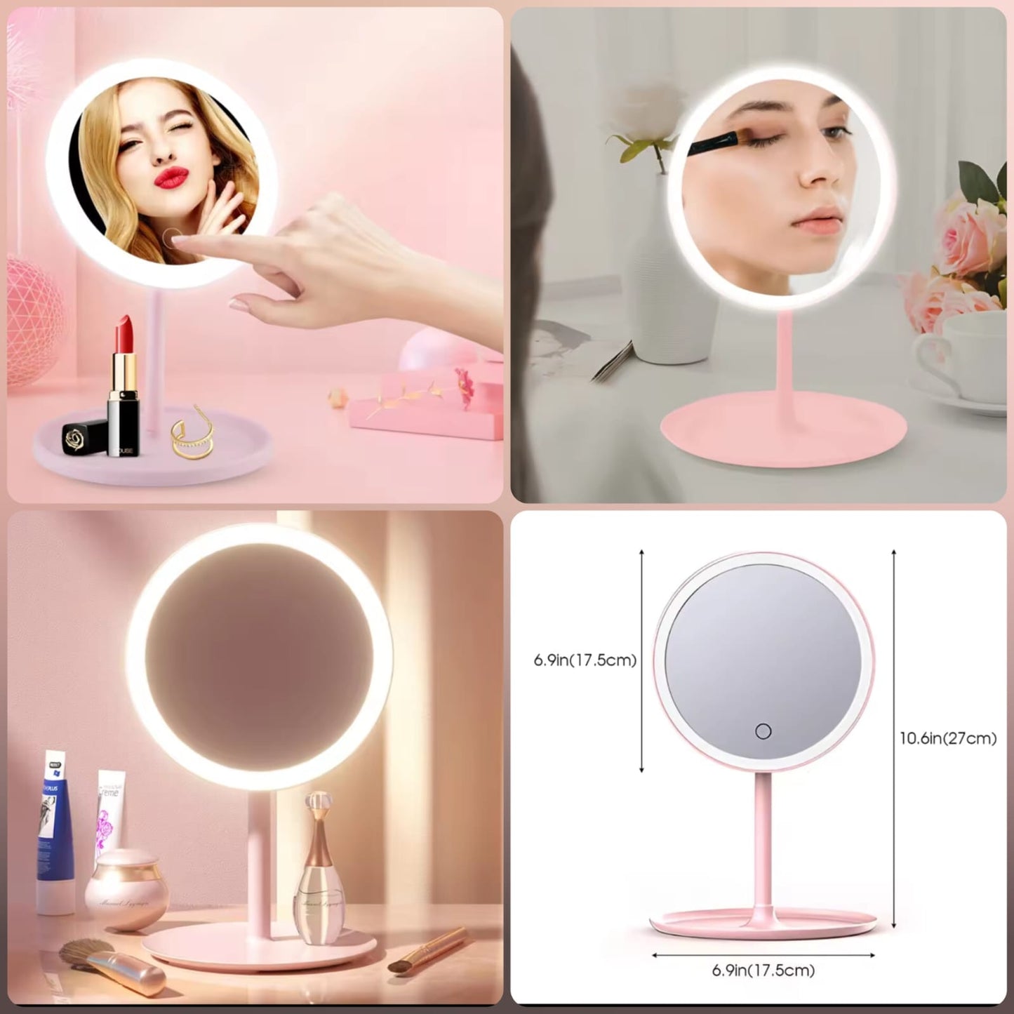 Deal Zone | Rechargeable LED Makeup Mirror – Portable Touch Control Vanity Mirror