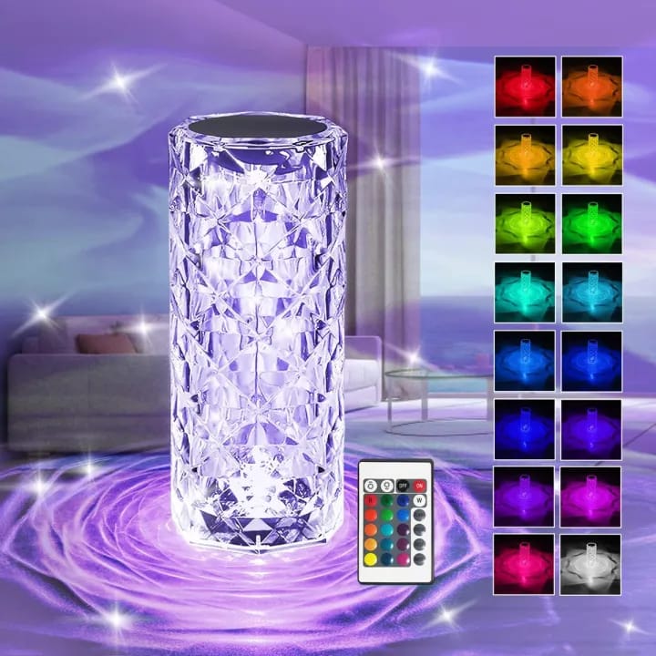 Deal Zone | Crystal LED Table Lamp – 16 Colors Touch & Remote Control Rechargeable Night Light