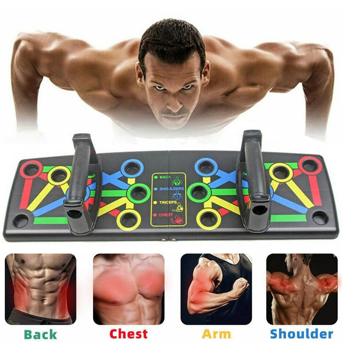 Deal Zone | Foldable Multipurpose Push Up Board – Color-Coded Home Fitness Training Rack