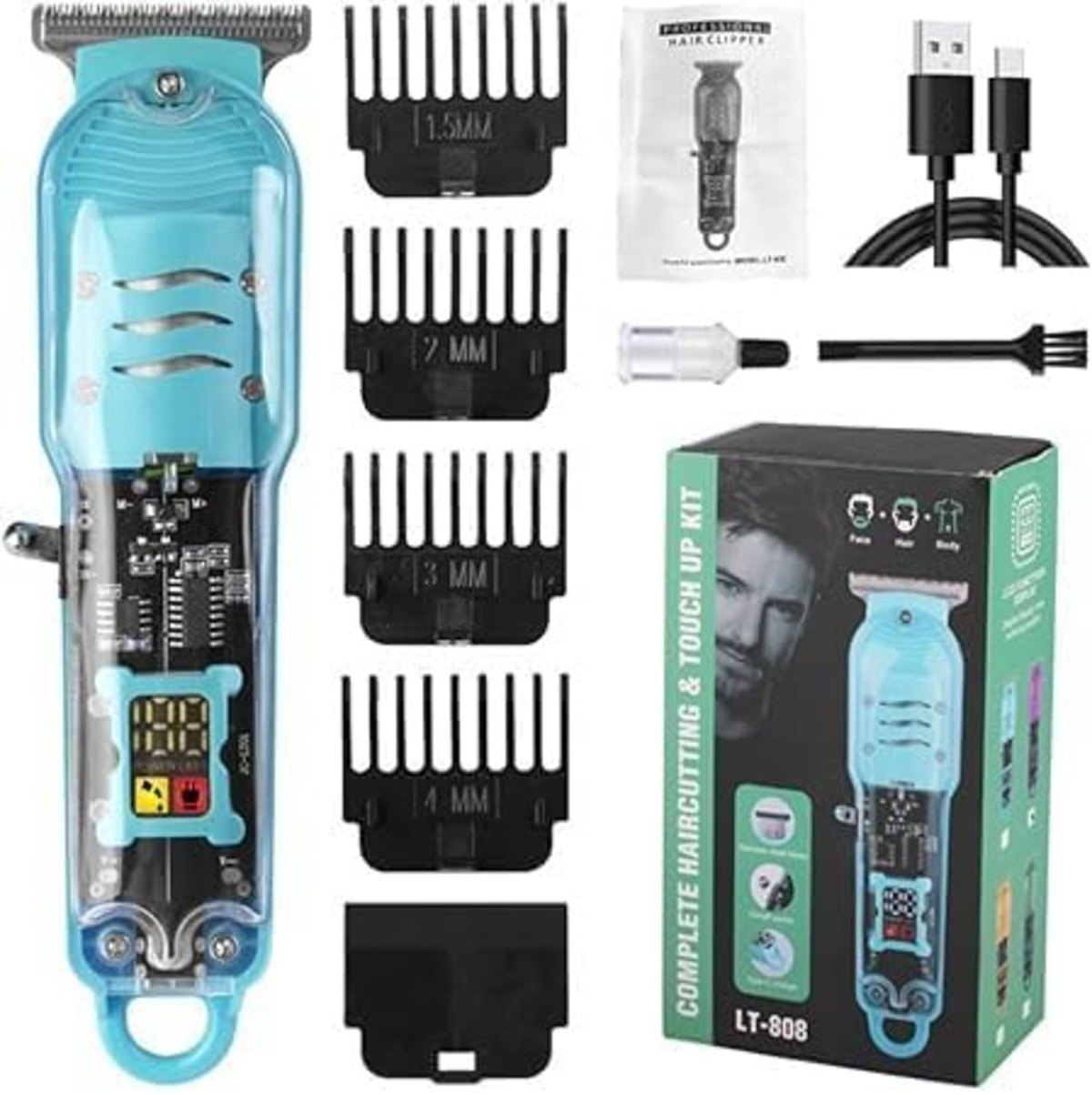 Deal Zone | Daling Transparent Cordless Hair Trimmer – Professional Hair Cutting Machine for Men