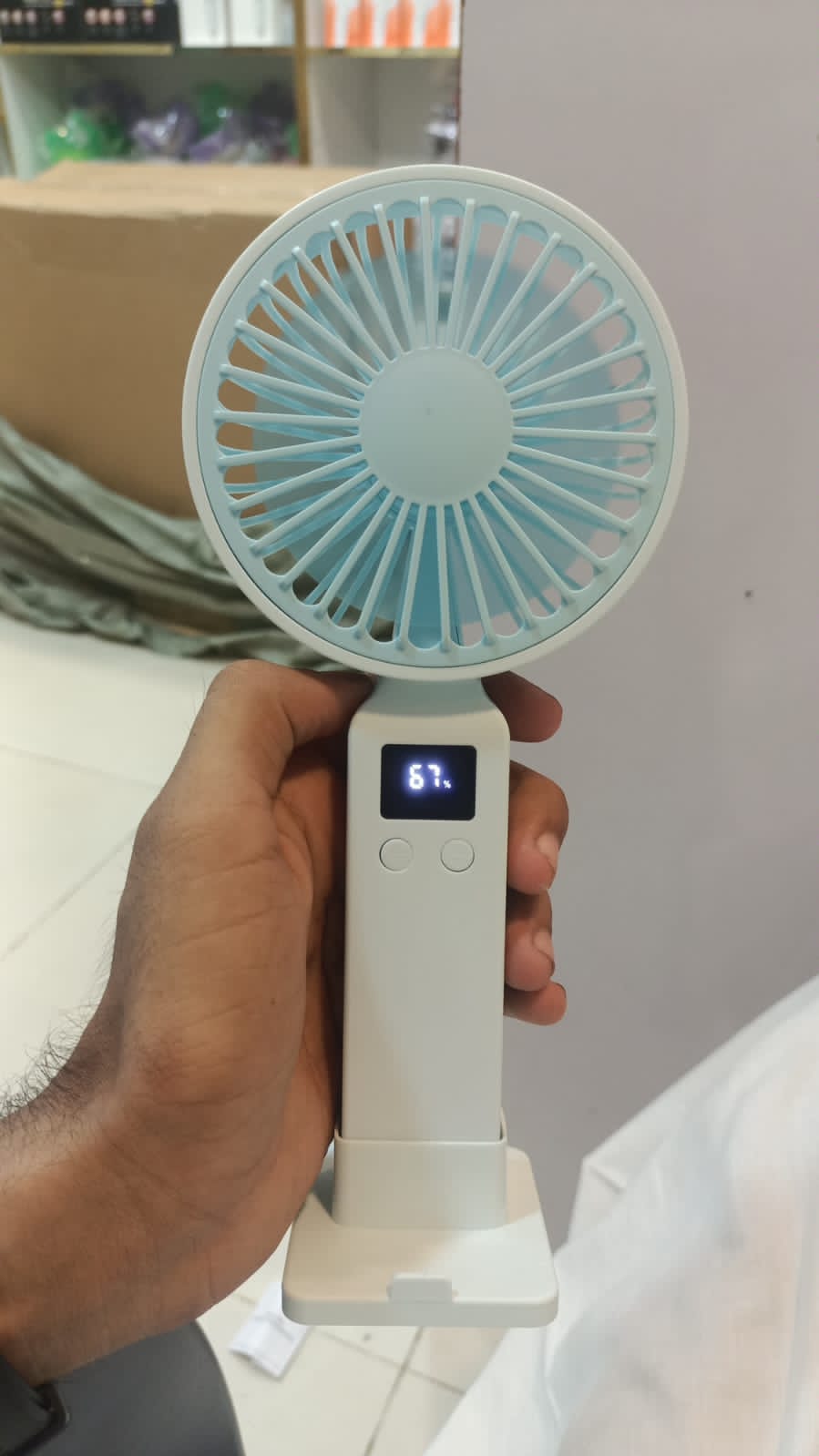 Deal Zone | 100 Speed Digital Display Rechargeable Portable Fan – LED Display Mini Cooling Fan