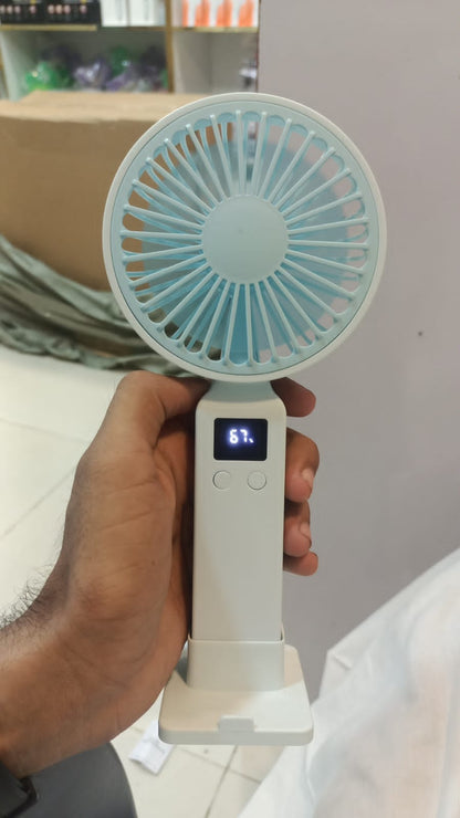 Deal Zone | 100 Speed Digital Display Rechargeable Portable Fan – LED Display Mini Cooling Fan