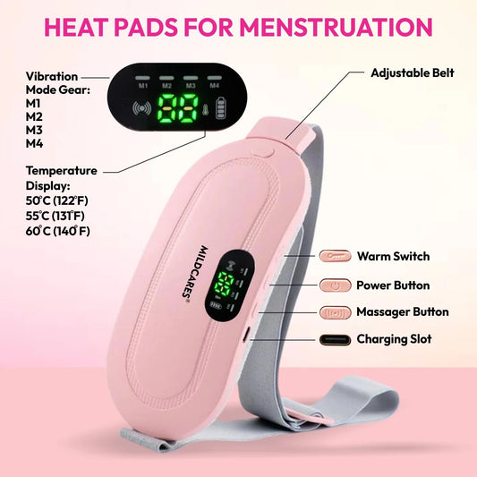 Deal Zone | Cramp Massager Belt with Heat & Vibration – Rechargeable Heating Massage Belt