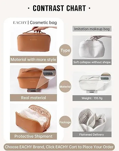 Deal Zone | Lazy Makeup Cosmetic Pouch – Portable Leather Travel Organizer Bag