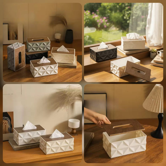 Deal Zone | Premium Tissue Box with Wooden Lid – Elegant Tissue Holder for Home & Office