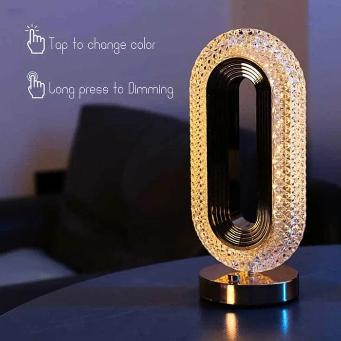 Deal zone : Oval Rechargeable Crystal Touch Lamp – Dimmable LED Night Light with USB Charging
