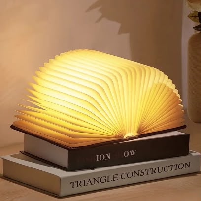 Deal Zone | LED Wooden Book Lamp – 3D Folding USB Rechargeable Night Light (3 Lighting Modes)