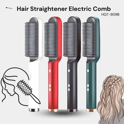 Deal zone : Electric Hair Straightener Brush 909 – Quick Heating Ceramic Hair Styling Brush for Women & Men