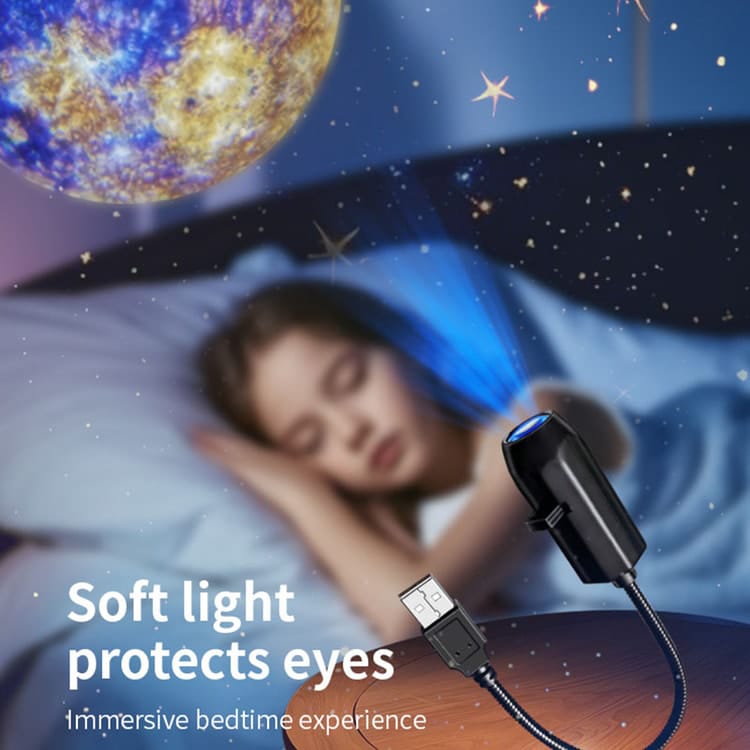 Deal Zone | USB Projection Atmosphere Lamp – 3D Galaxy Star Projector Night Light with 10 Projection Discs