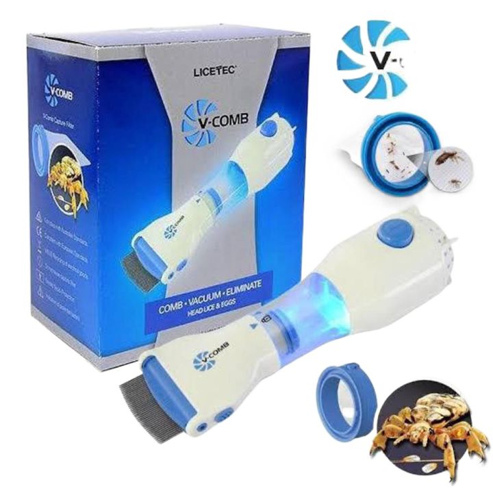 Deal Zone | V-Comb Anti Lice Electric Comb – Rechargeable Head Lice Removal Comb with Steel Teeth & 4 Filters