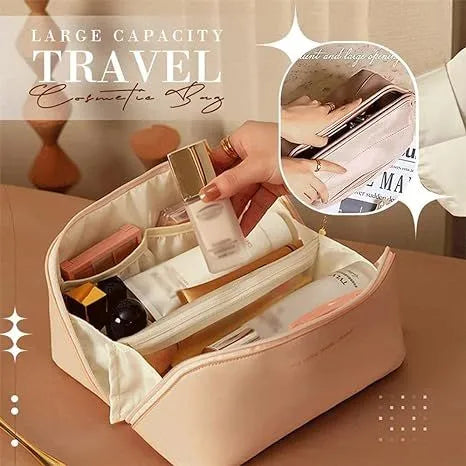 Deal Zone | Lazy Makeup Cosmetic Pouch – Portable Leather Travel Organizer Bag