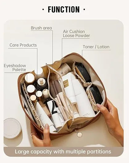 Deal Zone | Lazy Makeup Cosmetic Pouch – Portable Leather Travel Organizer Bag