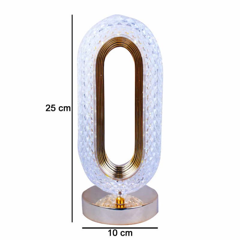 Deal zone : Oval Rechargeable Crystal Touch Lamp – Dimmable LED Night Light with USB Charging