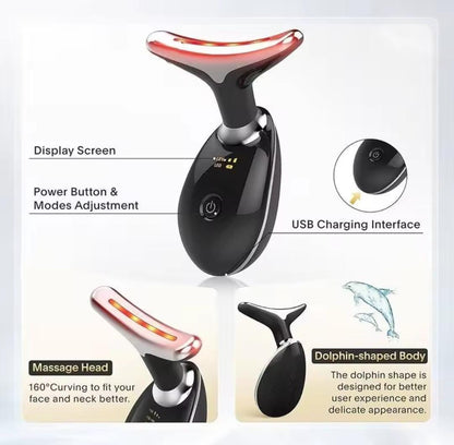 Deal Zone | Digital Face & Neck Massager – 3 Color Light Therapy Beauty Device