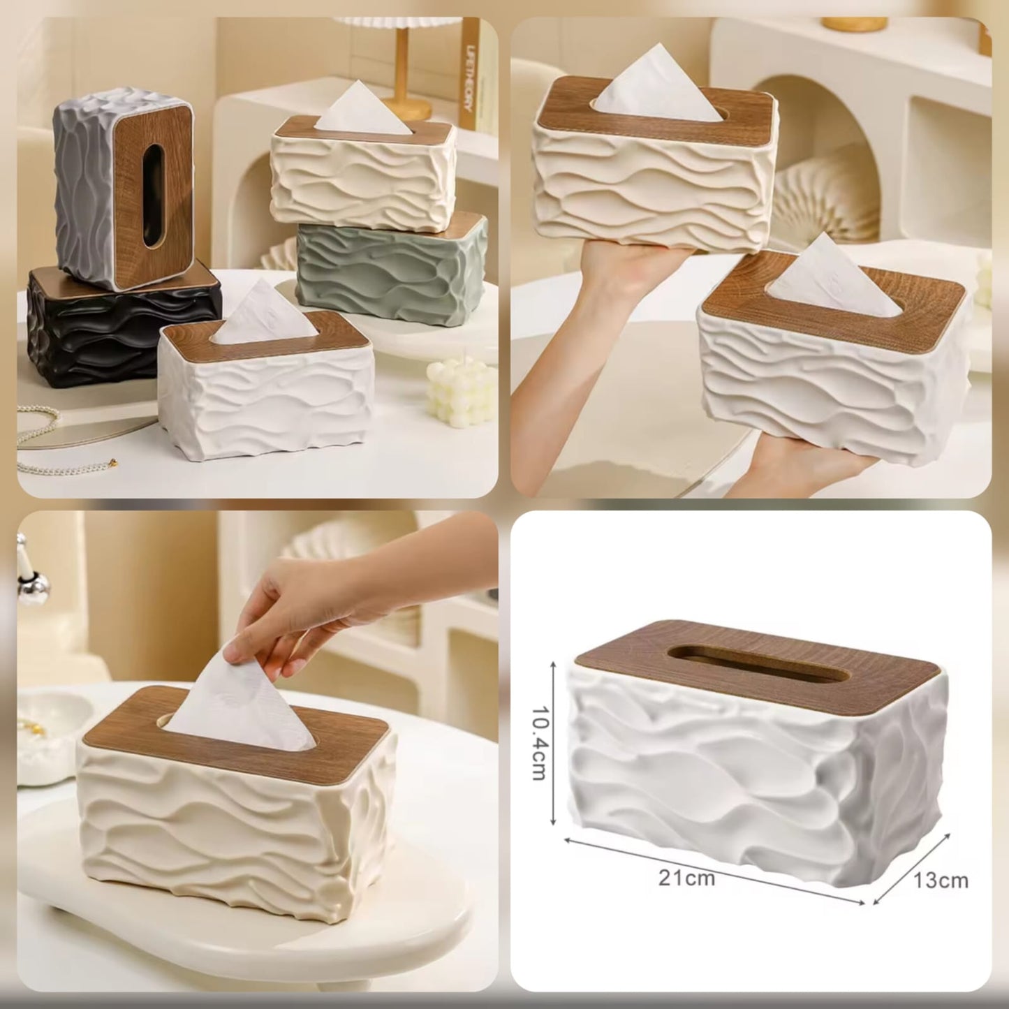 Deal Zone | Premium Tissue Box with Wooden Lid – Elegant Tissue Holder for Home & Office
