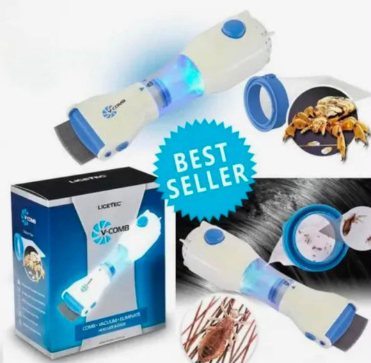 Deal Zone | V-Comb Anti Lice Electric Comb – Rechargeable Head Lice Removal Comb with Steel Teeth & 4 Filters