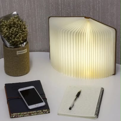 Deal Zone | LED Wooden Book Lamp – 3D Folding USB Rechargeable Night Light (3 Lighting Modes)