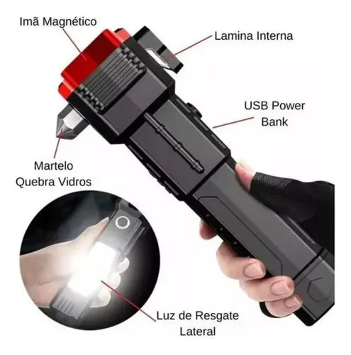 Deal Zone | Hammer Torch Light – Rechargeable LED Emergency Flashlight with Safety Hammer