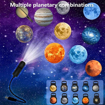 Deal Zone | USB Projection Atmosphere Lamp – 3D Galaxy Star Projector Night Light with 10 Projection Discs