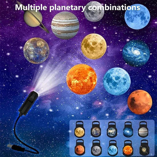 Deal Zone | USB Projection Atmosphere Lamp – 3D Galaxy Star Projector Night Light with 10 Projection Discs